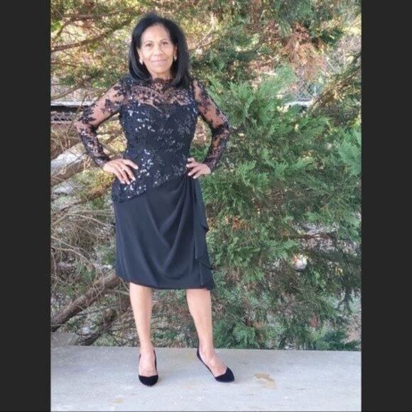 Vintage Dresses & Skirts - Lillie Rubin Black American Vintage Evening Sequin Dress Size 8